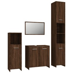vidaXL 4-tlg. Badmöbel-Set Braun Eichen-Optik Holzwerkstoff