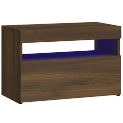 vidaXL Nachttisch mit LED-Leuchten Braun Eichen-Optik 60x35x40 cm