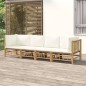 vidaXL 4-tlg. Garten-Lounge-Set mit Cremeweißen Kissen Bambus vidaXL 4-tlg. Garten-Lounge-Set mit Cremeweißen Kissen Bambus