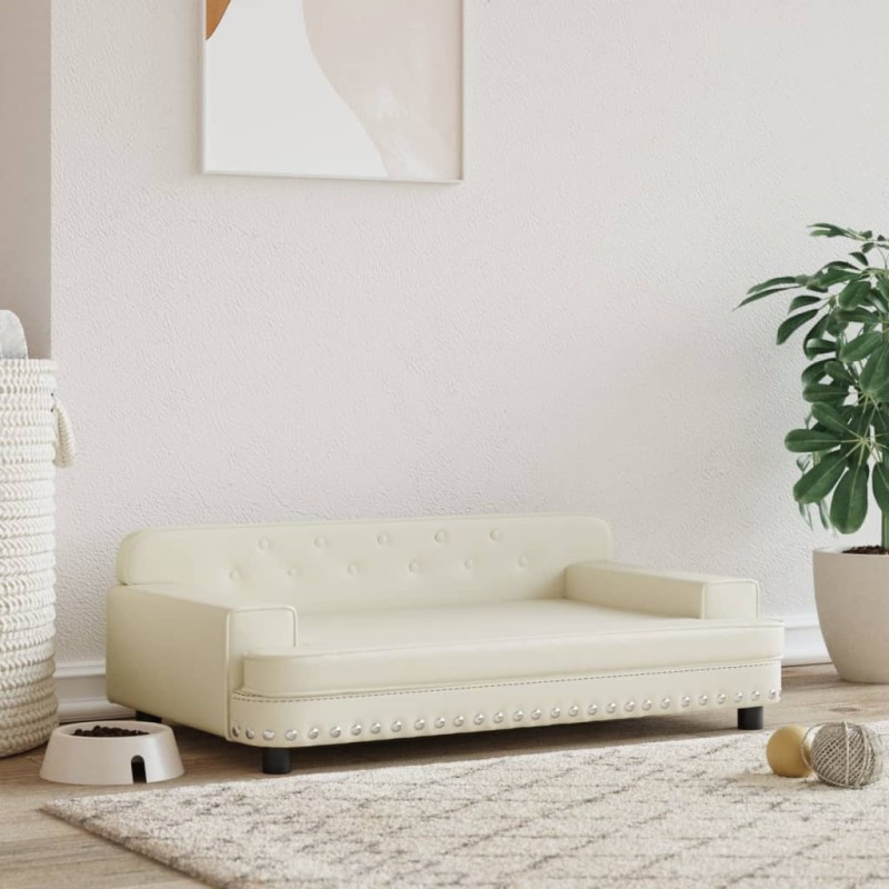 vidaXL Hundebett Creme 90x53x30 cm Kunstleder vidaXL Hundebett Creme 90x53x30 cm Kunstleder