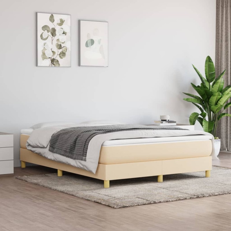 vidaXL Boxspringbett mit Matratze Creme 140x200 cm Stoff vidaXL Boxspringbett mit Matratze Creme 140x200 cm Stoff