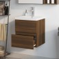 vidaXL Waschbeckenschrank mit Einbaubecken Braun Eiche Holzwerkstoff vidaXL Waschbeckenschrank mit Einbaubecken Braun Eiche Holzwerkstoff