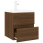 vidaXL Waschbeckenschrank mit Einbaubecken Braun Eiche Holzwerkstoff vidaXL Waschbeckenschrank mit Einbaubecken Braun Eiche Holzwerkstoff
