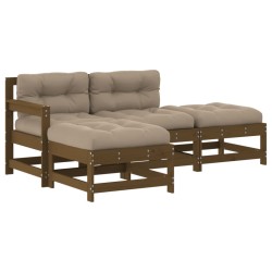 vidaXL 4-tlg. Garten-Lounge-Set mit Kissen Honigbraun Massivholz