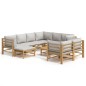vidaXL 10-tlg. Garten-Lounge-Set mit Hellgrauen Kissen Bambus vidaXL 10-tlg. Garten-Lounge-Set mit Hellgrauen Kissen Bambus