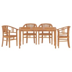vidaXL 5-tlg. Garten-Essgruppe Massivholz Teak
