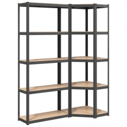 vidaXL Regale mit 5 Böden 2 Stk. Anthrazit Stahl & Holzwerkstoff