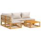 vidaXL 5-tlg. Garten-Lounge-Set mit Hellgrauen Kissen Massivholz