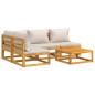vidaXL 5-tlg. Garten-Lounge-Set mit Hellgrauen Kissen Massivholz
