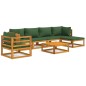 vidaXL 7-tlg. Garten-Lounge-Set mit Grünen Kissen Massivholz vidaXL 7-tlg. Garten-Lounge-Set mit Grünen Kissen Massivholz
