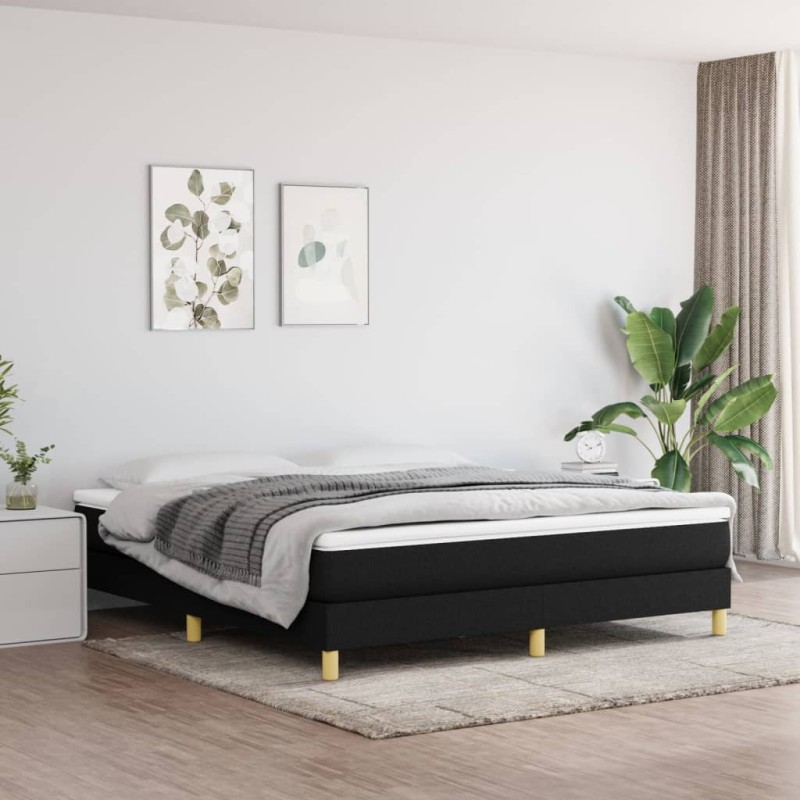 vidaXL Boxspringbett mit Matratze Schwarz 160x200 cm Stoff vidaXL Boxspringbett mit Matratze Schwarz 160x200 cm Stoff
