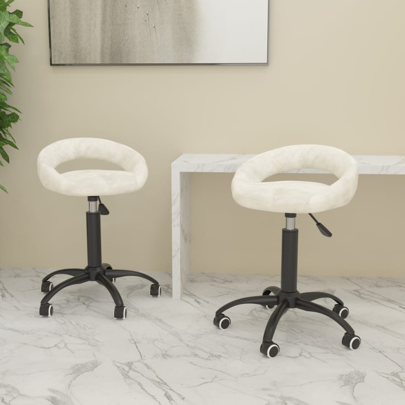 Esszimmerstühle 2 Stk. Drehbar Creme Samt Esszimmerstühle 2 Stk. Drehbar Creme Samt
