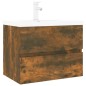 vidaXL Waschbeckenschrank mit Einbaubecken Räuchereiche Holzwerkstoff vidaXL Waschbeckenschrank mit Einbaubecken Räuchereiche Holzwerkstoff