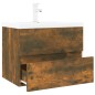 vidaXL Waschbeckenschrank mit Einbaubecken Räuchereiche Holzwerkstoff vidaXL Waschbeckenschrank mit Einbaubecken Räuchereiche Holzwerkstoff