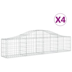 vidaXL Gabionen mit Hochbogen 4 Stk. 200x30x40/60 cm Verzinktes Eisen