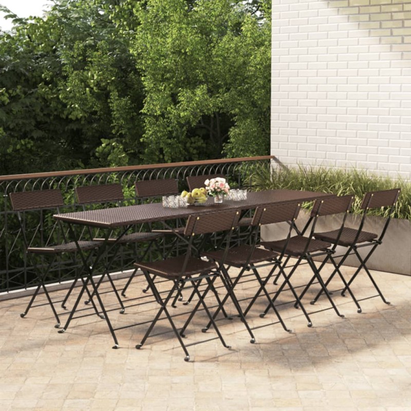 vidaXL Bistrostühle 8 Stk. Klappbar Braun Poly Rattan und Stahl vidaXL Bistrostühle 8 Stk. Klappbar Braun Poly Rattan und Stahl