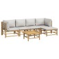 vidaXL 6-tlg. Garten-Lounge-Set mit Hellgrauen Kissen Bambus vidaXL 6-tlg. Garten-Lounge-Set mit Hellgrauen Kissen Bambus