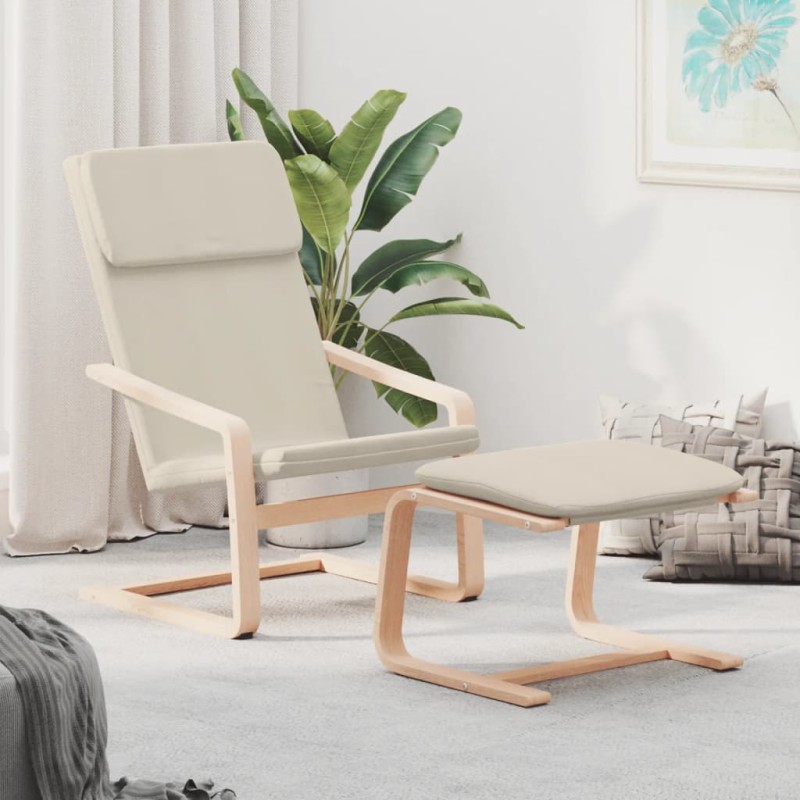 vidaXL Relaxsessel mit Hocker Creme Stoff vidaXL Relaxsessel mit Hocker Creme Stoff