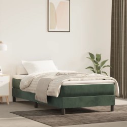 vidaXL Boxspringbett mit Matratze Dunkelgrün 90x190 cm Samt