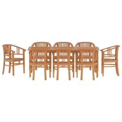 vidaXL 9-tlg. Garten-Essgruppe Massivholz Teak