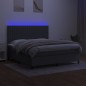 vidaXL Boxspringbett mit Matratze & LED Dunkelgrau 180x200 cm Stoff vidaXL Boxspringbett mit Matratze & LED Dunkelgrau 180x200 cm Stoff