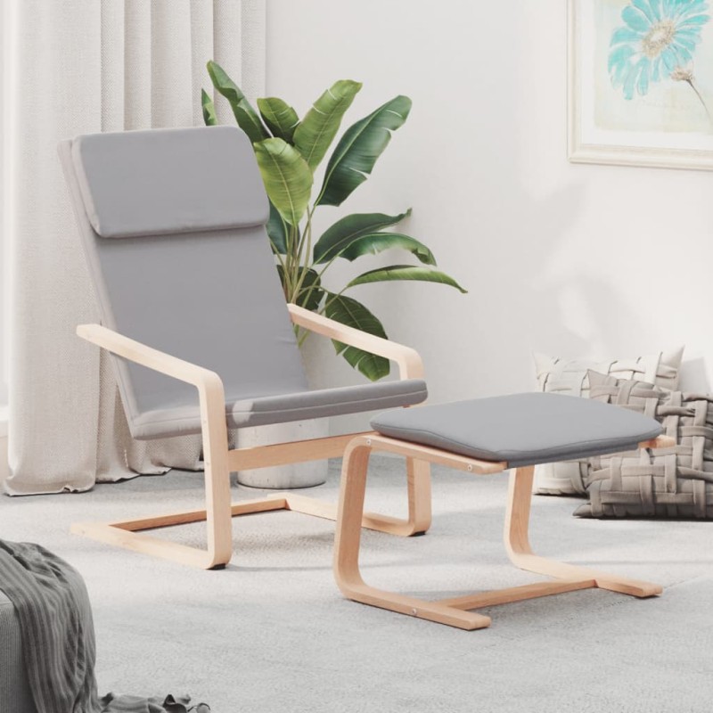 vidaXL Relaxsessel mit Hocker Hellgrau Stoff vidaXL Relaxsessel mit Hocker Hellgrau Stoff