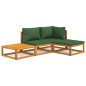 vidaXL 4-tlg. Garten-Lounge-Set mit Grünen Kissen Massivholz vidaXL 4-tlg. Garten-Lounge-Set mit Grünen Kissen Massivholz