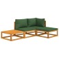 vidaXL 4-tlg. Garten-Lounge-Set mit Grünen Kissen Massivholz vidaXL 4-tlg. Garten-Lounge-Set mit Grünen Kissen Massivholz