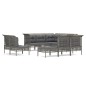 vidaXL 10-tlg. Garten-Lounge-Set mit Kissen Grau Poly Rattan vidaXL 10-tlg. Garten-Lounge-Set mit Kissen Grau Poly Rattan