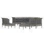 vidaXL 10-tlg. Garten-Lounge-Set mit Kissen Grau Poly Rattan vidaXL 10-tlg. Garten-Lounge-Set mit Kissen Grau Poly Rattan
