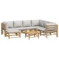 vidaXL 8-tlg. Garten-Lounge-Set mit Kissen Hellgrau Bambus vidaXL 8-tlg. Garten-Lounge-Set mit Kissen Hellgrau Bambus