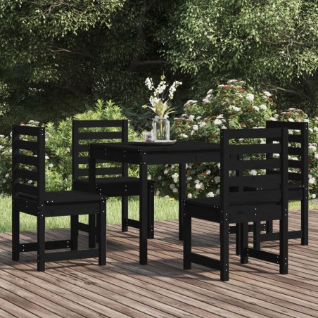 vidaXL 5-tlg. Garten-Essgruppe Schwarz Massivholz Kiefer