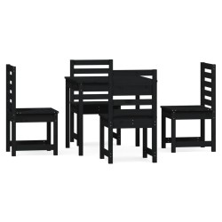 vidaXL 5-tlg. Garten-Essgruppe Schwarz Massivholz Kiefer