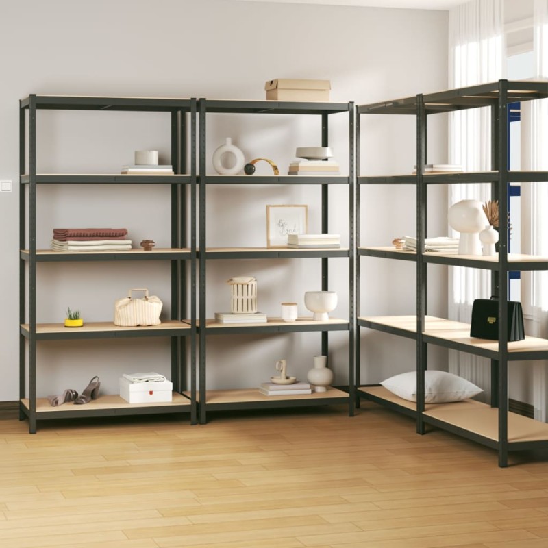 vidaXL Regale mit 5 Böden 4 Stk. Anthrazit Stahl & Holzwerkstoff vidaXL Regale mit 5 Böden 4 Stk. Anthrazit Stahl & Holzwerkstoff