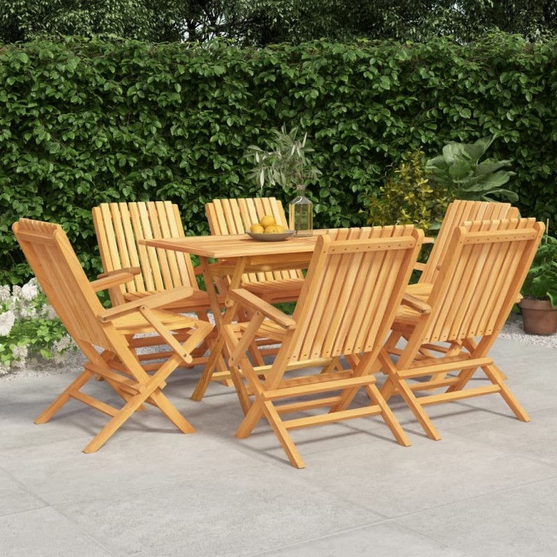 vidaXL 7-tlg. Garten-Essgruppe Massivholz Teak vidaXL 7-tlg. Garten-Essgruppe Massivholz Teak