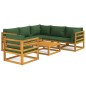 vidaXL 7-tlg. Garten-Lounge-Set mit Grünen Kissen Massivholz vidaXL 7-tlg. Garten-Lounge-Set mit Grünen Kissen Massivholz