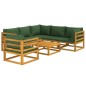 vidaXL 7-tlg. Garten-Lounge-Set mit Grünen Kissen Massivholz vidaXL 7-tlg. Garten-Lounge-Set mit Grünen Kissen Massivholz