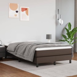 vidaXL Boxspringbett mit Matratze Braun 120x200 cm Kunstleder