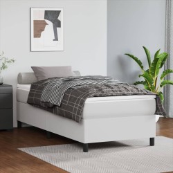 vidaXL Boxspringbett mit Matratze Weiß 80x200 cm Kunstleder