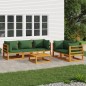 vidaXL 6-tlg. Garten-Lounge-Set mit Grünen Kissen Massivholz vidaXL 6-tlg. Garten-Lounge-Set mit Grünen Kissen Massivholz