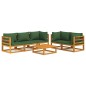 vidaXL 6-tlg. Garten-Lounge-Set mit Grünen Kissen Massivholz vidaXL 6-tlg. Garten-Lounge-Set mit Grünen Kissen Massivholz
