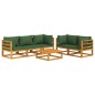 vidaXL 6-tlg. Garten-Lounge-Set mit Grünen Kissen Massivholz vidaXL 6-tlg. Garten-Lounge-Set mit Grünen Kissen Massivholz