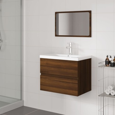 vidaXL Badmöbel-Set Braun Eichen-Optik Holzwerkstoff