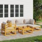 vidaXL 6-tlg. Garten-Lounge-Set mit Hellgrauen Kissen Massivholz vidaXL 6-tlg. Garten-Lounge-Set mit Hellgrauen Kissen Massivholz