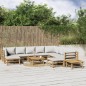 vidaXL 12-tlg. Garten-Lounge-Set mit Hellgrauen Kissen Bambus vidaXL 12-tlg. Garten-Lounge-Set mit Hellgrauen Kissen Bambus
