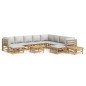 vidaXL 12-tlg. Garten-Lounge-Set mit Hellgrauen Kissen Bambus vidaXL 12-tlg. Garten-Lounge-Set mit Hellgrauen Kissen Bambus