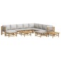 vidaXL 12-tlg. Garten-Lounge-Set mit Hellgrauen Kissen Bambus vidaXL 12-tlg. Garten-Lounge-Set mit Hellgrauen Kissen Bambus