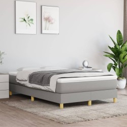 vidaXL Boxspringbett mit Matratze Hellgrau 120x200 cm Stoff