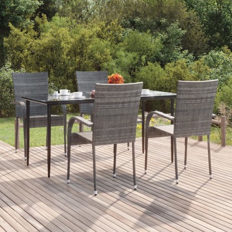 vidaXL 5-tlg. Garten-Essgruppe Grau Poly Rattan