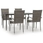 vidaXL 5-tlg. Garten-Essgruppe Grau Poly Rattan vidaXL 5-tlg. Garten-Essgruppe Grau Poly Rattan